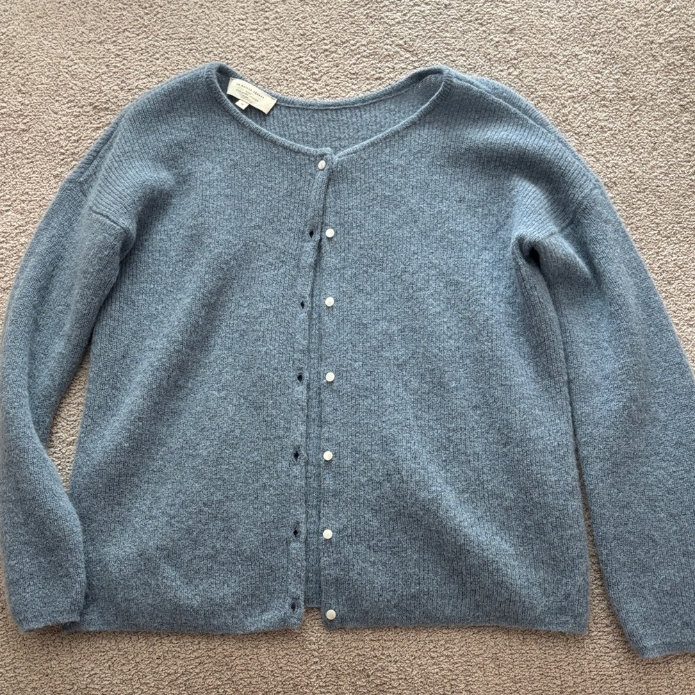 Sezane Blue Knit Cardigan Sweater